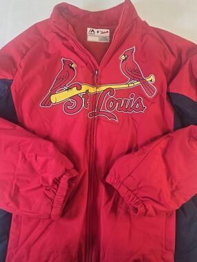 St. Louis Cardinals Jacket Mens L Red MLB Baseball Majestic Authentic Collection